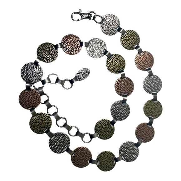 Nine West Women’s Boho Medallion Metal Bronze, Gold & Silver Disk Belt - Picture 1 of 2